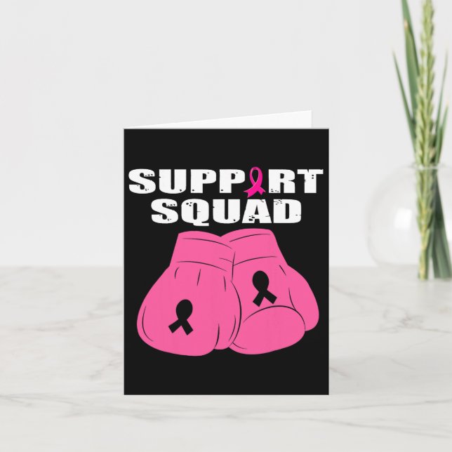 Support Squad Boxing Glove Rosa Ribbon Breast Canc Kort (Framsida)