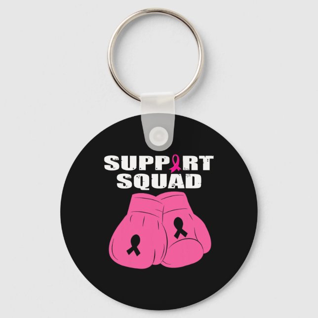 Support Squad Boxing Glove Rosa Ribbon Breast Canc Nyckelring (Framsida)