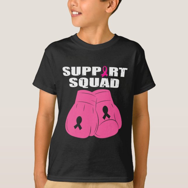 Support Squad Boxing Glove Rosa Ribbon Breast Canc T Shirt (Framsida)