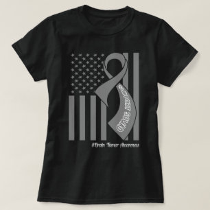Support Squad Brain Tumor US Flagga Grått Ribbon T Shirt