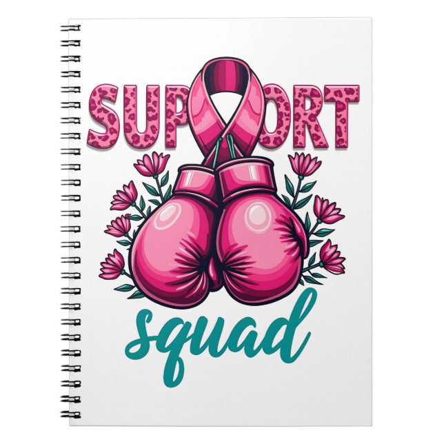 Support Squad Breast Canceness Awareness Handbox Anteckningsbok (Framsidan)