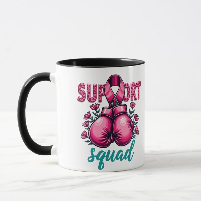 Support Squad Breast Canceness Awareness Handbox Mugg (Vänster)