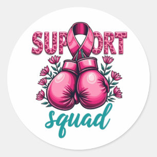Support Squad Breast Canceness Awareness Handbox Runt Klistermärke