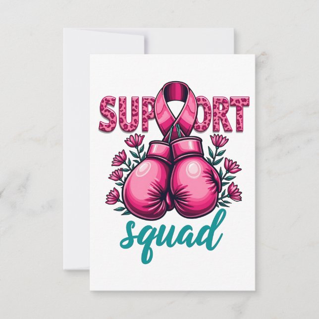 Support Squad Breast Canceness Awareness Handbox Tack Kort (Framsida)