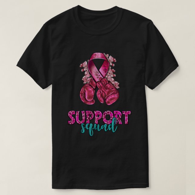 Support Squad Breast Cancer Awareness Boxing Glove T Shirt (Design framsida)