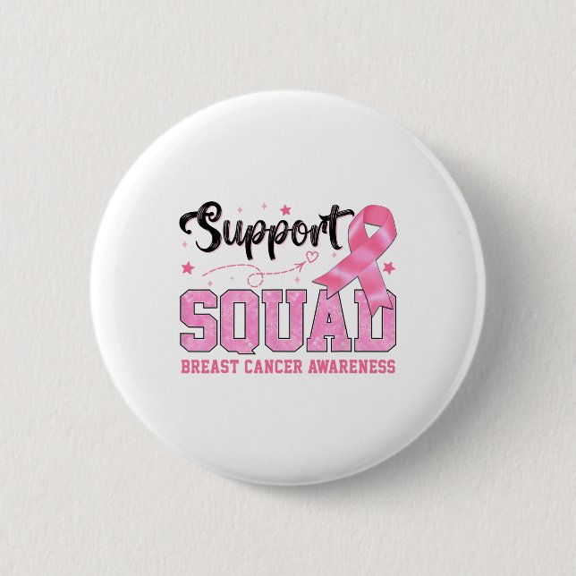 Support Squad Breast Cancer Awareness Coquette Pin Knapp (Framsida)