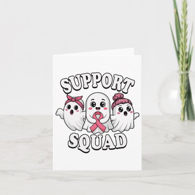 Support Squad Breast Cancer Awareness Cute Spöken Kort (Framsida)