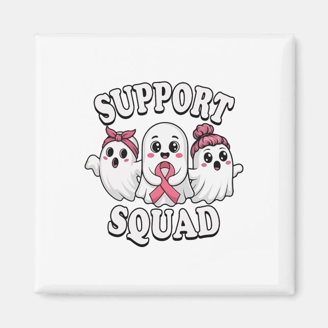 Support Squad Breast Cancer Awareness Cute Spöken Magnet (Framsidan)