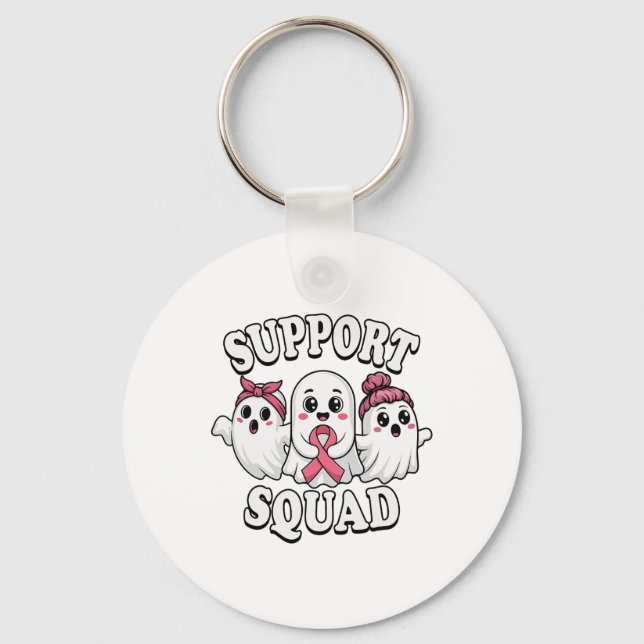 Support Squad Breast Cancer Awareness Cute Spöken Nyckelring (Framsida)