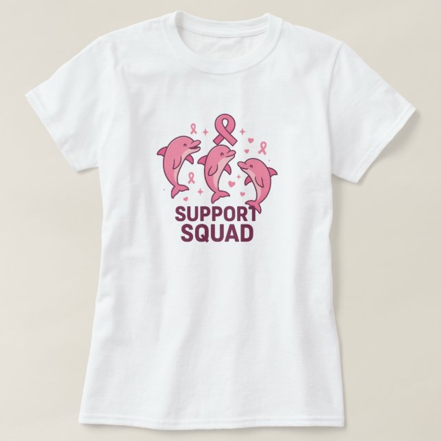 Support Squad - Breast Cancer Awareness Dolphins T Shirt (Design framsida)