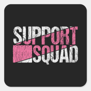 Support Squad Breast Cancer Awareness Family Fyrkantigt Klistermärke