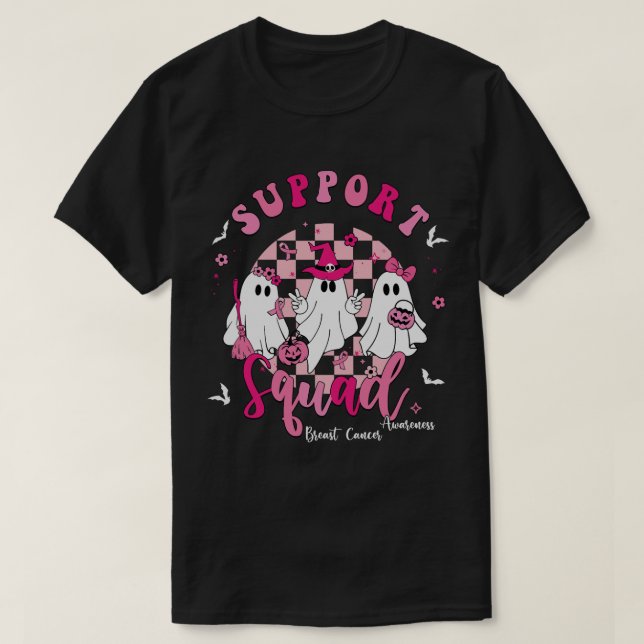 Support Squad Breast Cancer Awareness Ghost Hallow T Shirt (Design framsida)