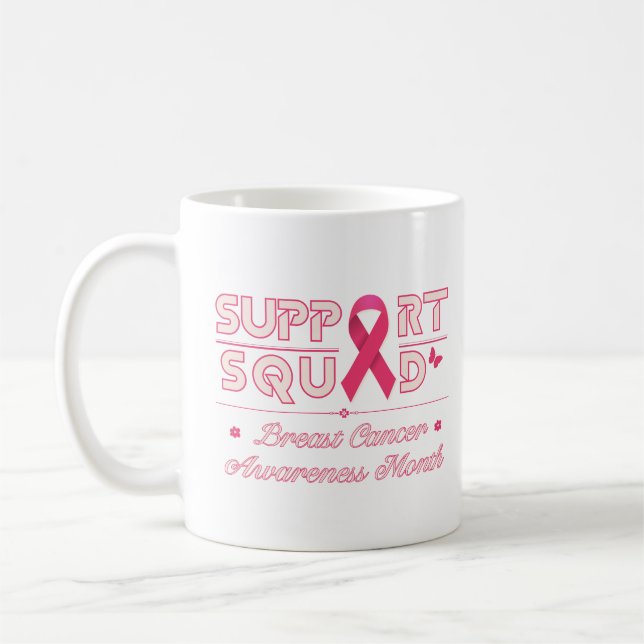 Support Squad Breast Cancer Awareness-månad Kaffemugg (Vänster)