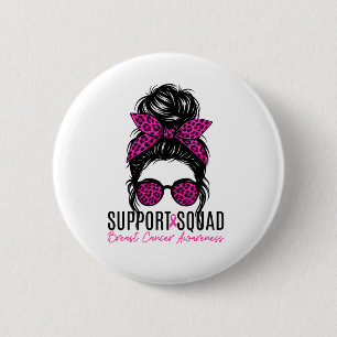 Support Squad Breast Cancer Awareness Messy Bun Pi Knapp