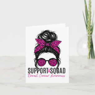 Support Squad Breast Cancer Awareness Messy Bun Pi Kort