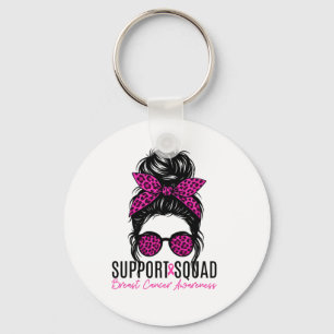 Support Squad Breast Cancer Awareness Messy Bun Pi Nyckelring