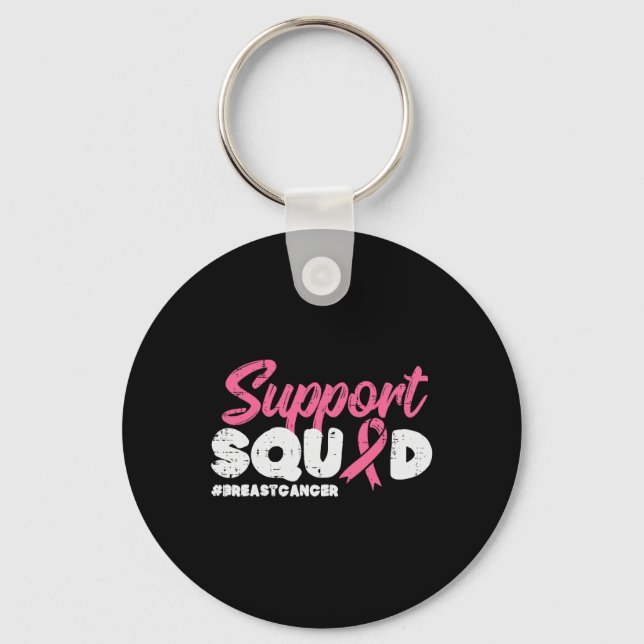 Support Squad Breast Cancer Awareness Ribbon Manar Nyckelring (Framsida)