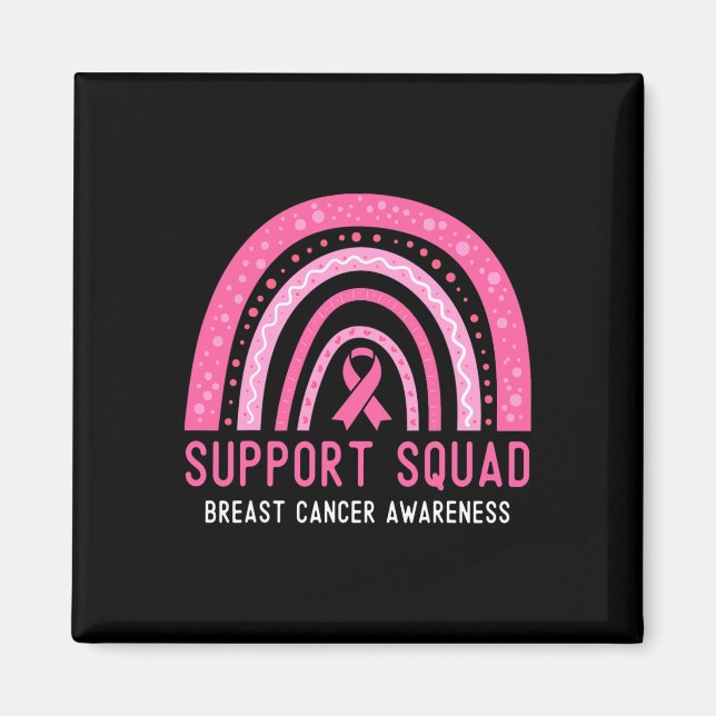 Support Squad Breast Cancer Awareness Ribbon Rosa Magnet (Framsidan)