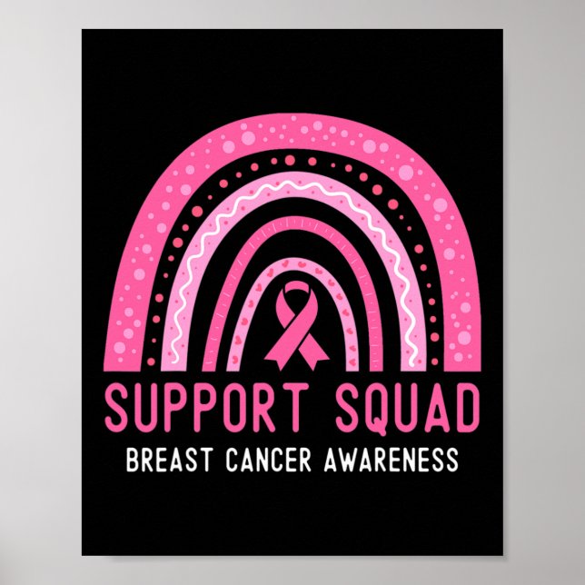 Support Squad Breast Cancer Awareness Ribbon Rosa Poster (Framsidan)