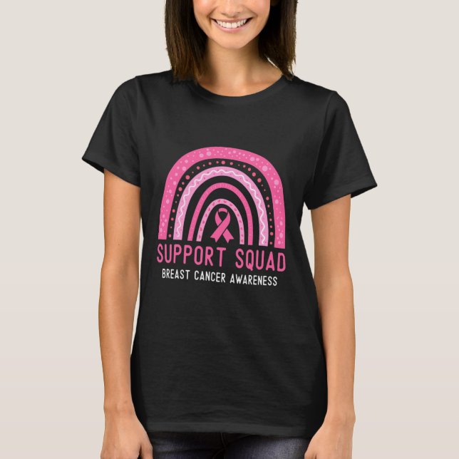Support Squad Breast Cancer Awareness Ribbon Rosa T Shirt (Framsida)