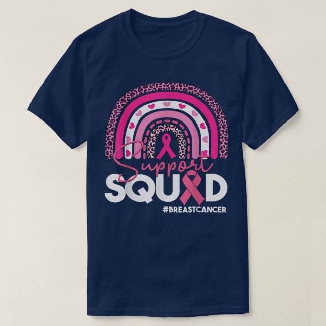 Support Squad Breast Cancer Awareness Ribbon Rosa T Shirt (Design framsida)