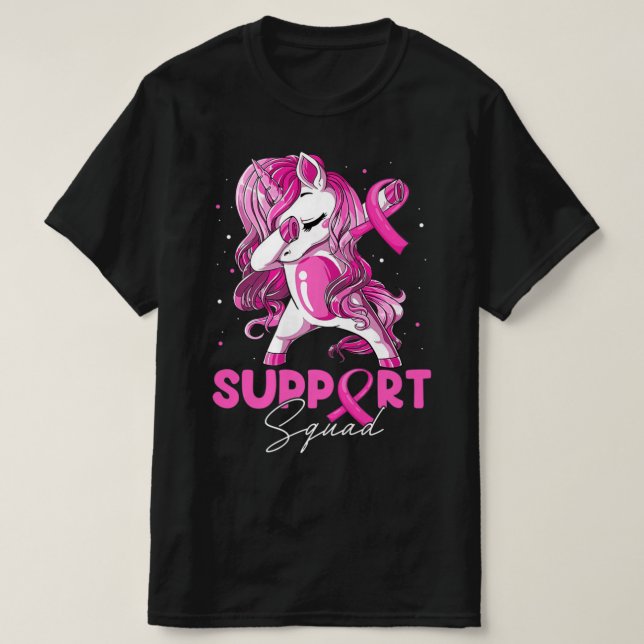 Support Squad Breast Cancer Awareness Rosa Dabbing T Shirt (Design framsida)