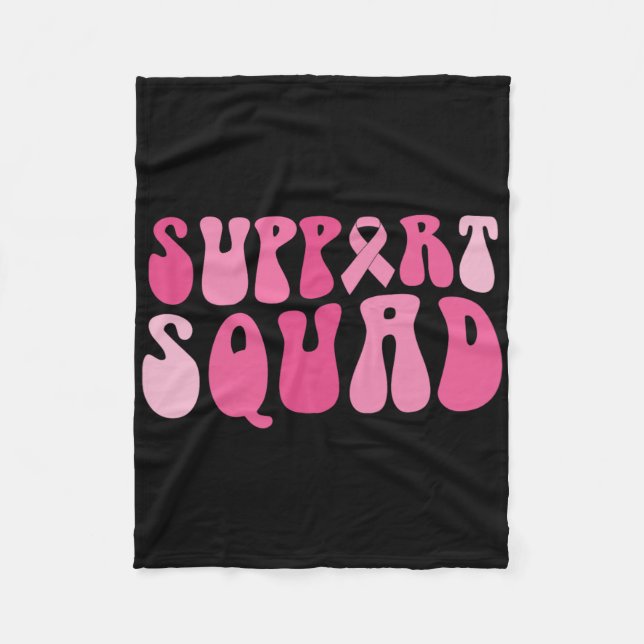 Support Squad Breast Cancer Awareness Rosa Ribbon Fleecefilt (Framsidan)