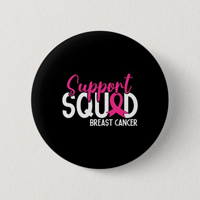 Support Squad Breast Cancer Awareness Rosa Ribbon Knapp (Framsida)