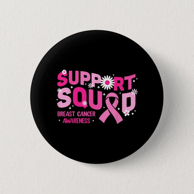 Support Squad Breast Cancer Awareness Rosa Ribbon Knapp (Framsida)