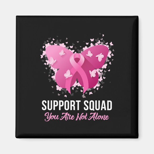 Support Squad Breast Cancer Awareness Rosa Ribbon Magnet (Framsidan)