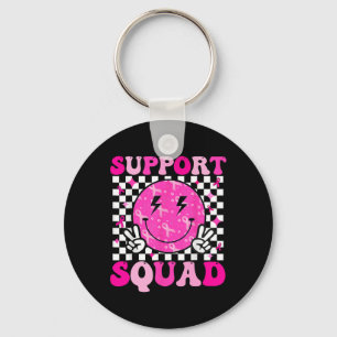 Support Squad Breast Cancer Awareness Rosa Ribbon Nyckelring