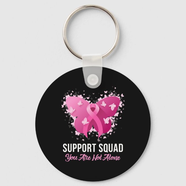 Support Squad Breast Cancer Awareness Rosa Ribbon Nyckelring (Framsida)