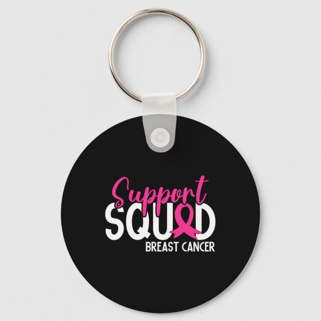 Support Squad Breast Cancer Awareness Rosa Ribbon Nyckelring (Framsida)