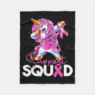 Support Squad Breast Cancer Awareness Rosa Unicorn Fleecefilt