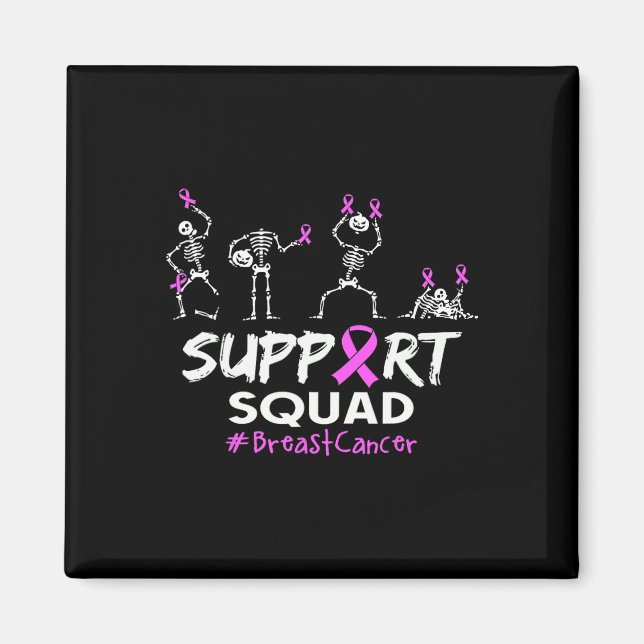 Support Squad Breast Cancer Awareness Skeleton Hal Magnet (Framsidan)