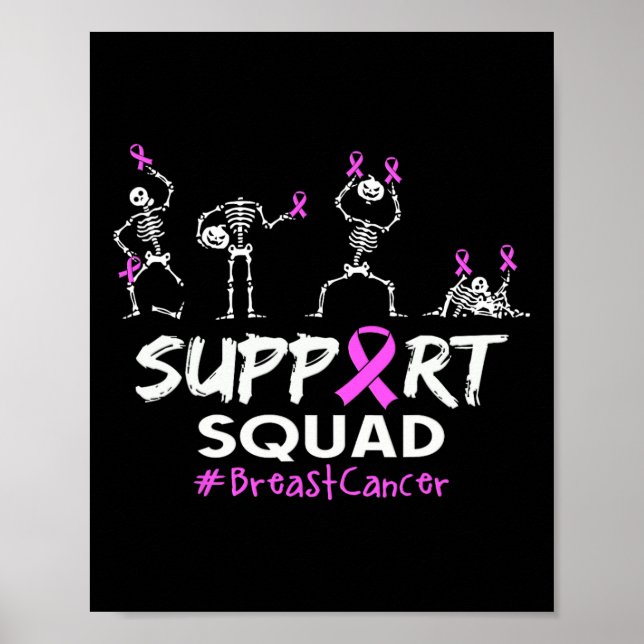 Support Squad Breast Cancer Awareness Skeleton Hal Poster (Framsidan)