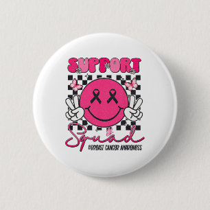 Support Squad Breast Cancer Awareness Smile Ansikt Knapp