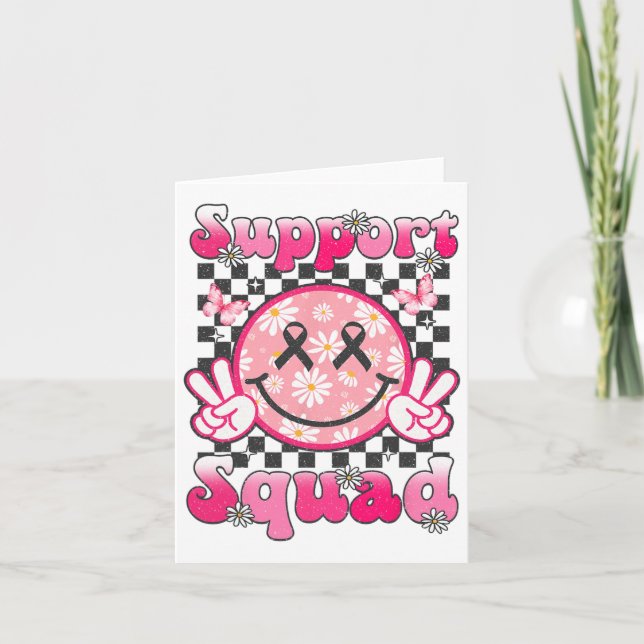 Support Squad Breast Cancer Awareness Smile Ansikt Kort (Framsida)