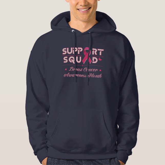 Support Squad Breast Cancer Awareness T-shirt Hoodie (Framsida)
