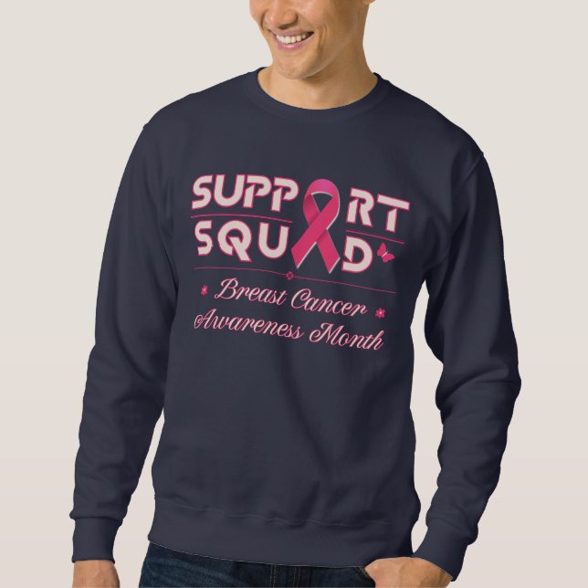 Support Squad Breast Cancer Awareness T-shirt Lång Ärmad Tröja (Framsida)