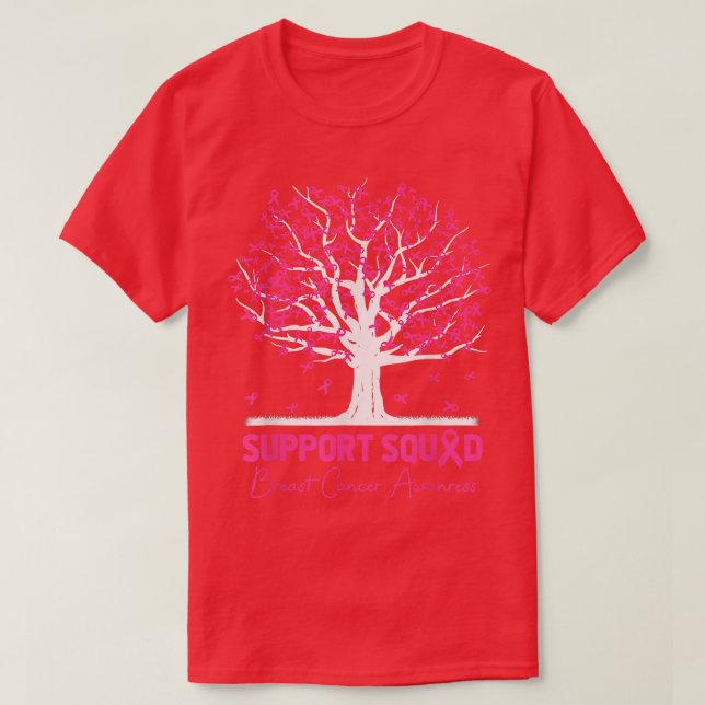 Support Squad Breast Cancer Awareness Träd Rosa Ri T Shirt (Design framsida)