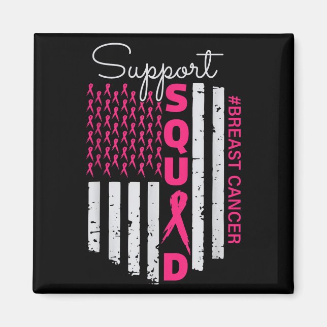 Support Squad Breast Cancer Awareness USA flagga Magnet (Framsidan)