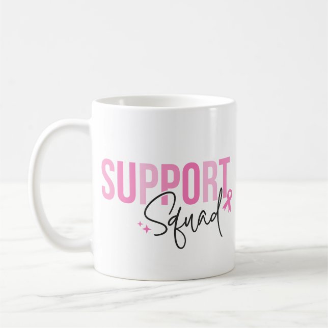 Support Squad Breast Cancer Pink Ribbon Awareness Kaffemugg (Vänster)