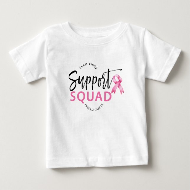 Support Squad Breast Cancer Pink Ribbon T Shirt (Framsida)