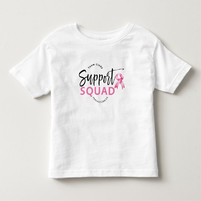 Support Squad Breast Cancer Pink Ribbon T Shirt (Framsida)