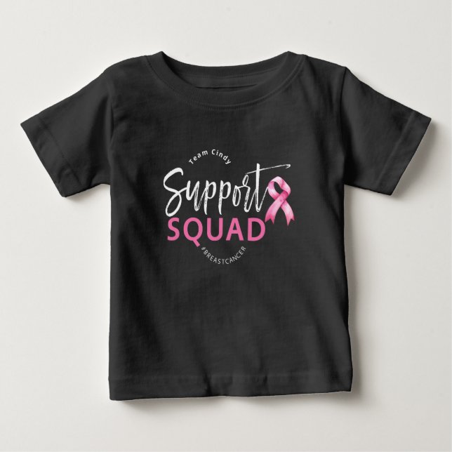 Support Squad Breast Cancer Pink Ribbon T Shirt (Framsida)