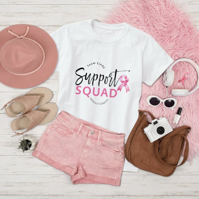 Support Squad Breast Cancer Pink Ribbon T Shirt (Skapare uppladdad)