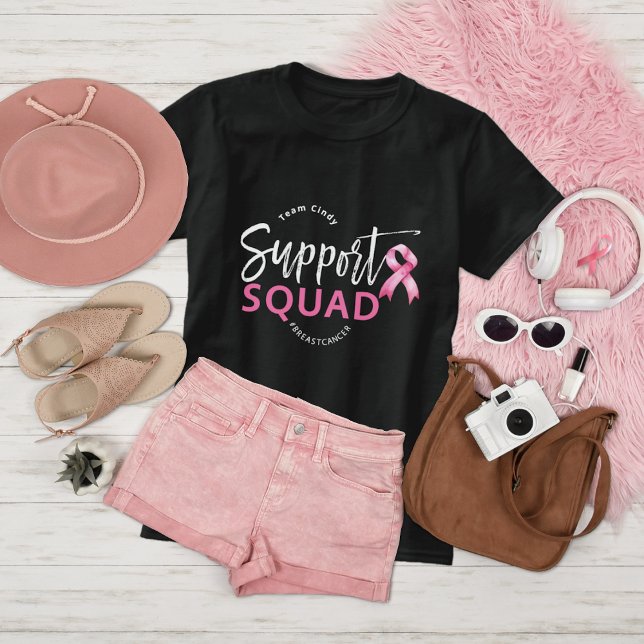 Support Squad Breast Cancer Pink Ribbon T Shirt (Skapare uppladdad)