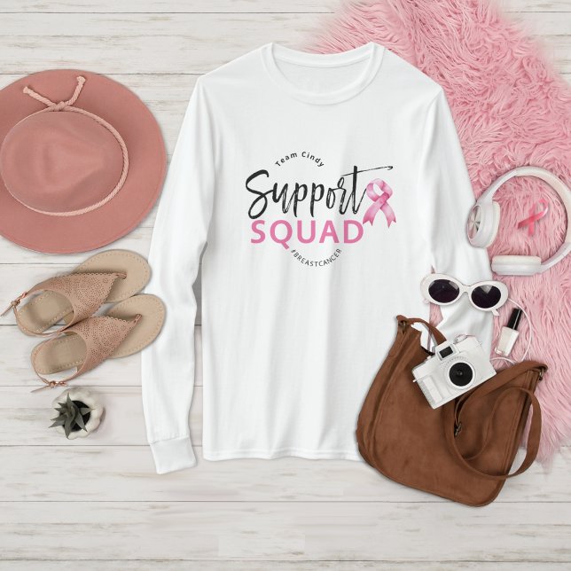 Support Squad Breast Cancer Pink Ribbon T Shirt (Skapare uppladdad)