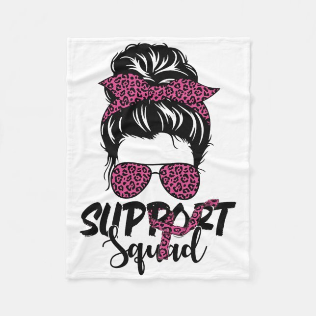 Support Squad Breast Cancer Shirt for Women Messy Fleecefilt (Framsidan)